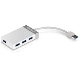 TRENDnet TU3-H4E Hub USB 3.0 de 4 puertos, Blanco y Gris